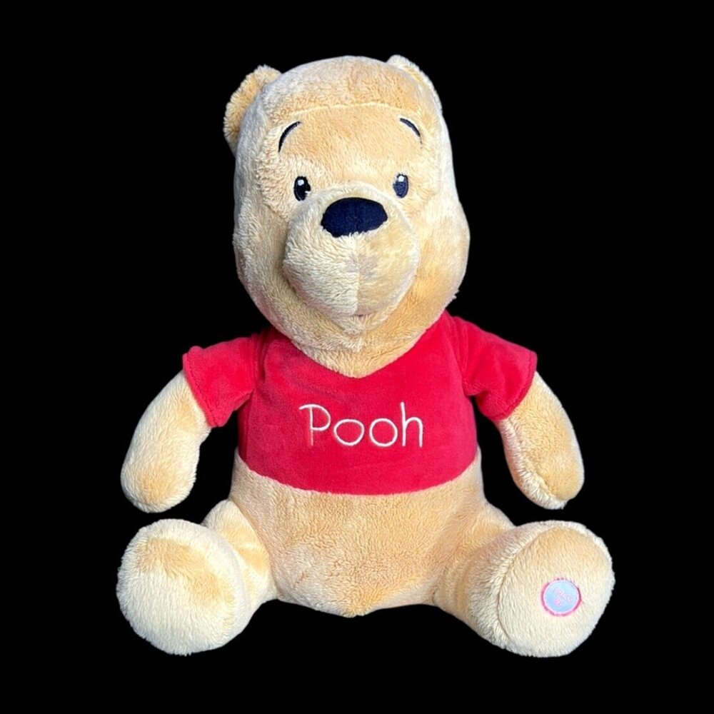 Disney Winnie The Pooh Plush Toy With Red Shirt & Sound Button